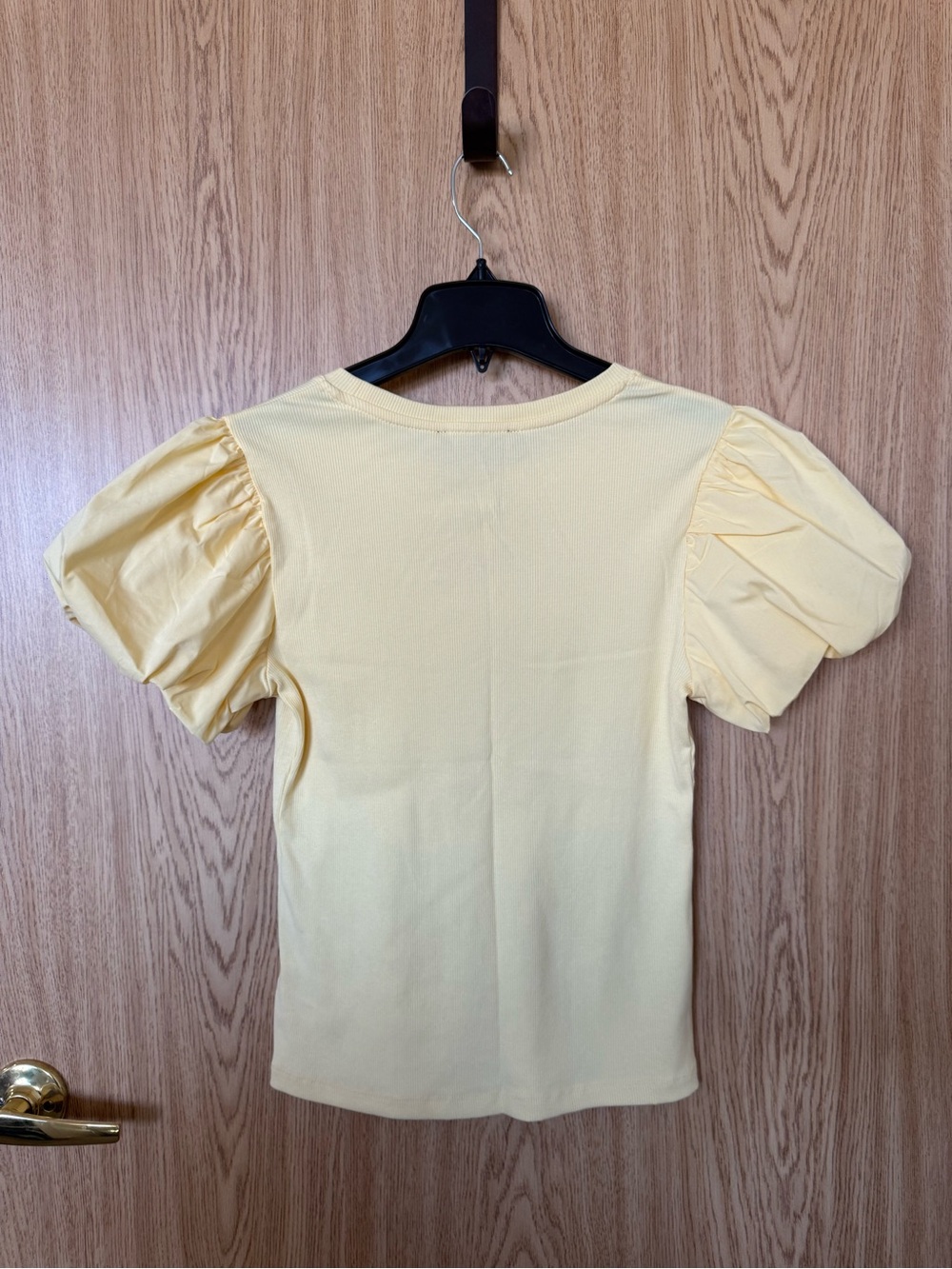 Truth Yellow Puff Sleeve Modal Ribbed Top - Picture 2 of 6